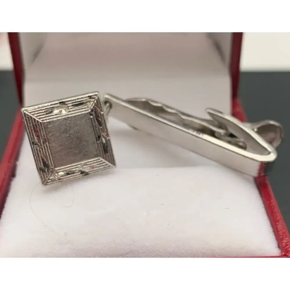 Vintage Hickok Silver Tone Tie Tack /‎ Clip Signed